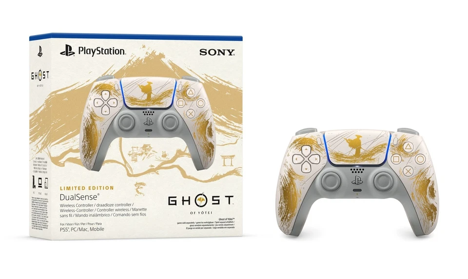 SONY DUALSENSE GHOST OF YOTEI LIMITED EDITION GOLD, WHITE BLUETOOTH PS5 - Immagine 3 di 4