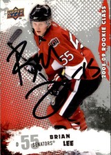 Brian Lee Signed Auto 2008-09 Upper Deck Rookie Class card Ottawa Senators. rookie card picture