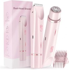 Hair Trimmer, 2-in-1 Bikini Trimmer for Women, Cordless Waterproof Shaver, Pink
