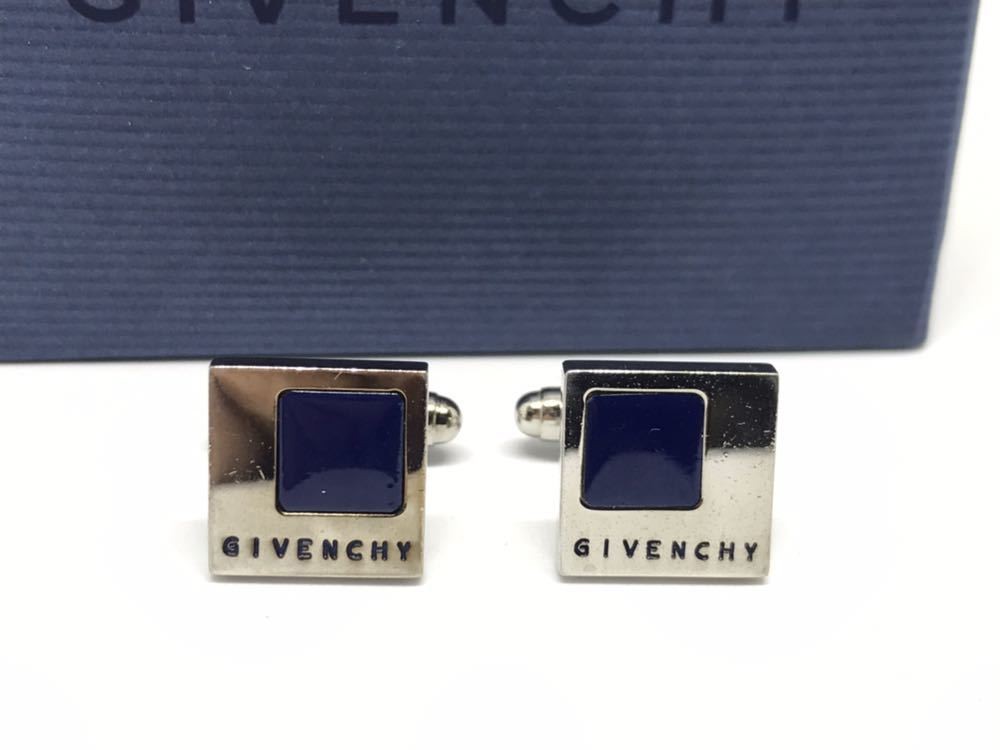 Givenchy Square Blue Logo Cufflinks - image 1