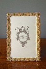 Olivia Riegel Crystal  Green Stone "Maureen" 4x6 Photo Frame New in Box