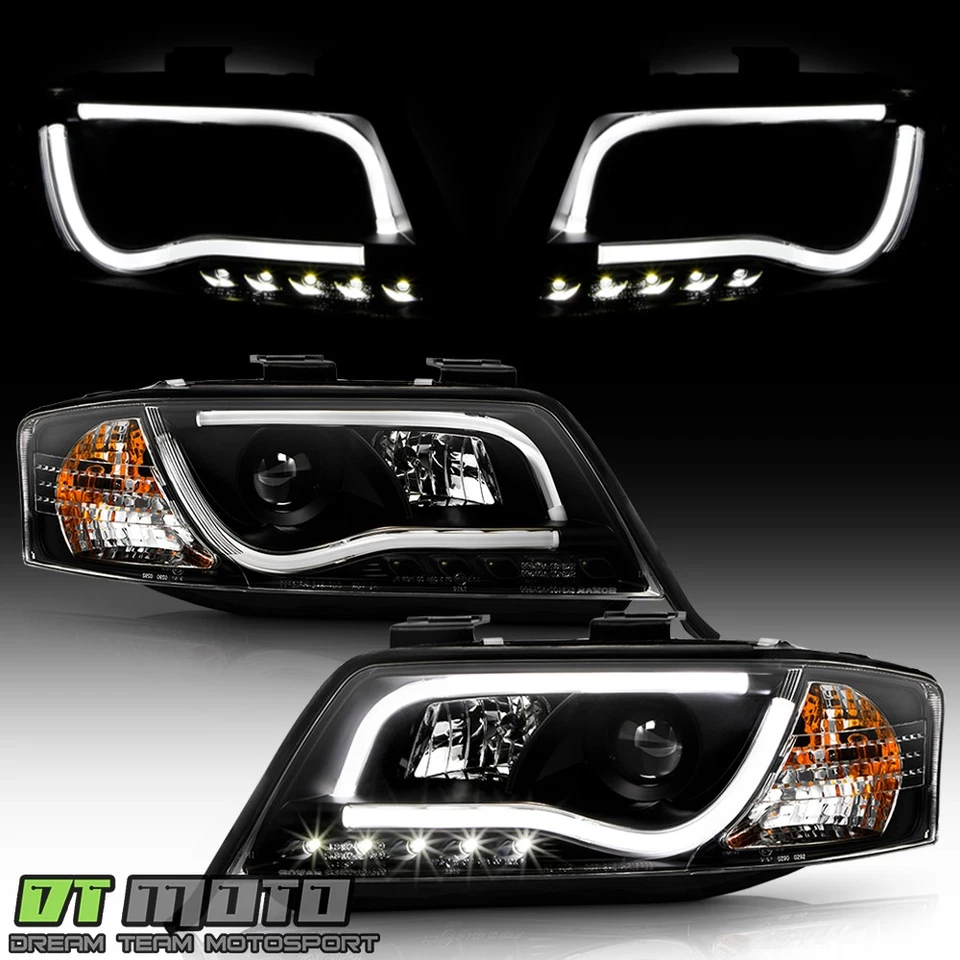 Black 1998-2001 Audi A6 "RS5 Style" LED DRL Projector Headlights 98-01 Headlamps - Image 2 of 4