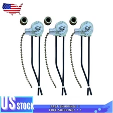 3x Ceiling Fan Switch Zing Ear ZE-109 Two-Wire Light Switch Wall Lights Pul New