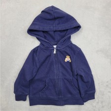 Ralph Lauren Baby Hoodie 18M Navy Blue Teddy Bear Zip Sweatshirt Jacket Cotton