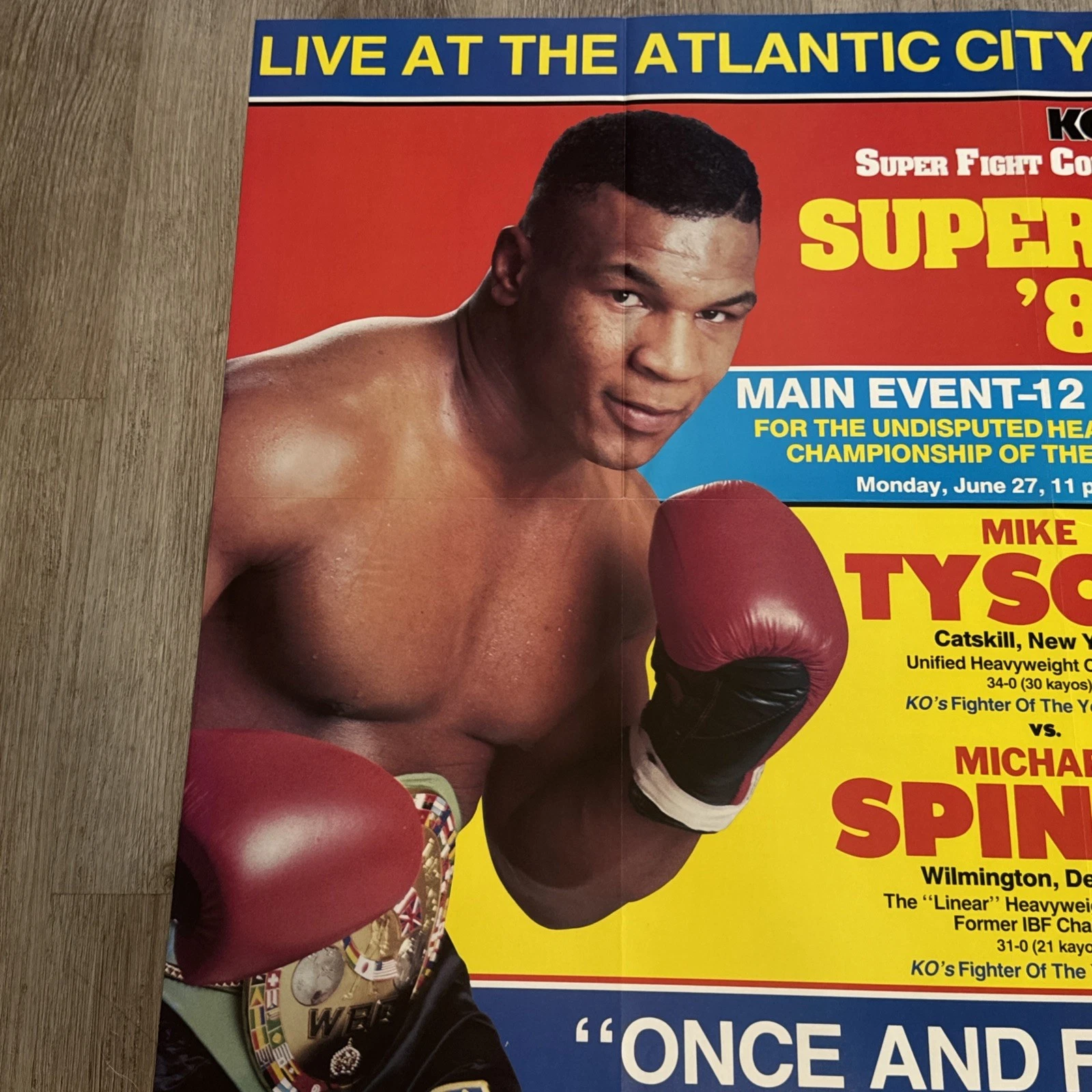 1988 KO Boxing Mike Tyson Vs Michael Spinks Super Fight Poster 32”x22” Rare HTF - 画像2/13