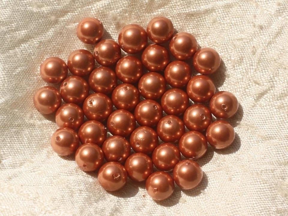 10pc - Perles Coquillage Nacre Boules 8mm Rose Orange Cuivre irisé - 45585500202 - Photo 1/1