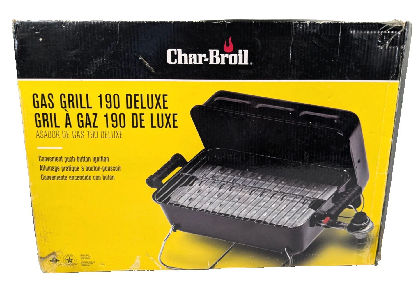 Char-Broil 190 Deluxe Gas Grill Portable Propane Push Button Ignition