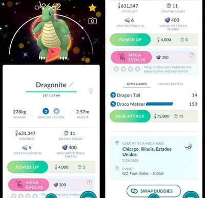 Shiny Dragonite BG Mega Global Kalos Special Fund |Registered or not | Tr-de Go 