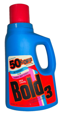 Bold 3 Liquid Laundry Detergent Fabric Softener Vtg NOS 64 oz 80's P&G Prop USA
