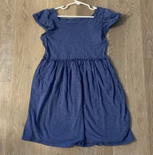 Cat & Jack Girl's Size 6/6X Navy Blue Flutter Sleeve Casual Cotton Dress