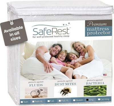 SafeRest Waterproof King Size Mattress Protector - Fitted with Stretchable Pocke