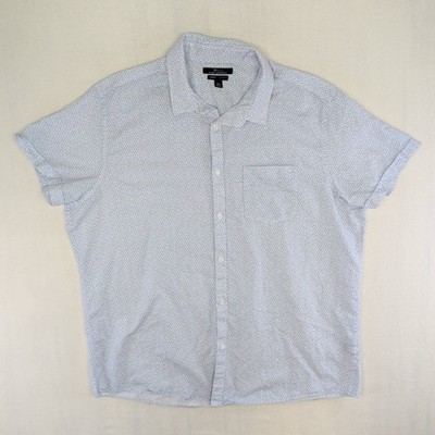 Marc Anthony Mens XXL Luxury Slim Fit Short Sleeve Button Down Blue/White Casual