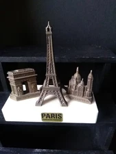 Vintage Brass Eiffel Tower Paris Souvenir Set of Miniature Replicas of Monuments