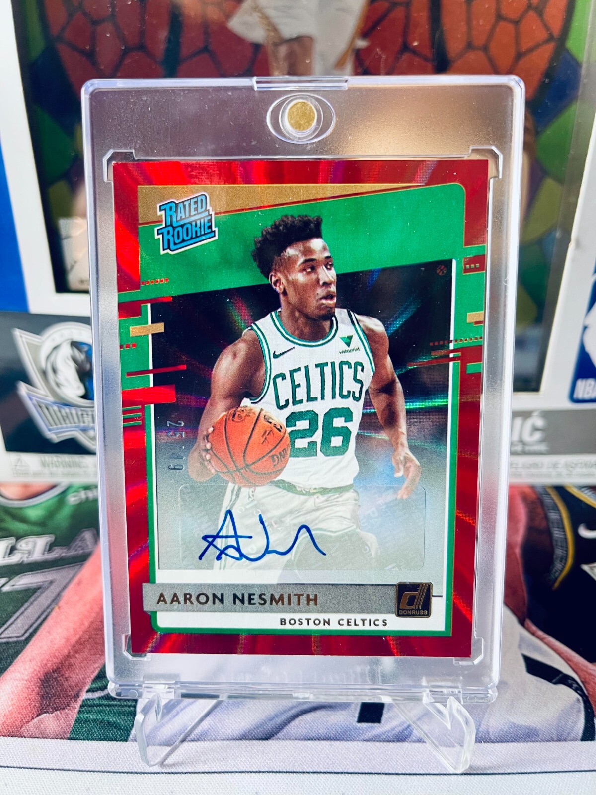 Aaron Nesmith 2020 Donruss #232 Rated Rookie Signatures Red Laser /49 - Celtics