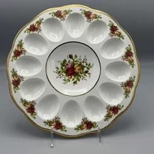 Royal Albert Old Country Roses Deviled Egg Plate Dish Holds 12 Eggs Easter Lot 2
