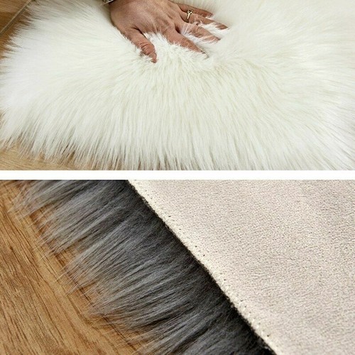 Faux Fur Fluffy Shaggy Solid Area Rug Balcony Oval Floor Carpet Bedroom Decor - Picture 9 of 25