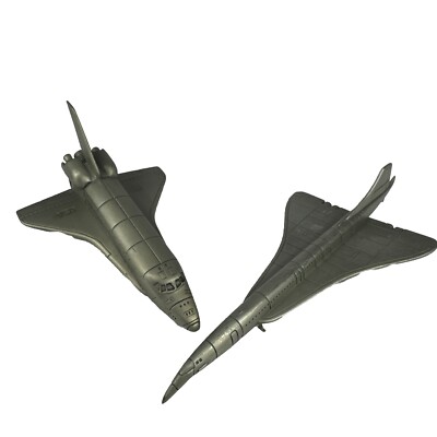 Group Of 2 The Danbury Mint Pewter NASA Space Shuttle 1:293 Concorde 1:306