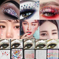 Eyes Face Makeup Diamond DIY Acrylic Sticker Rhinestones Pearls Nail Art Decor