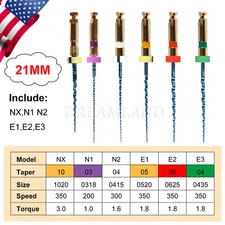 6PCS Dental Endo Root Canal NiTi Rotary File Files Engine Use NX-E3 25mm/21mm