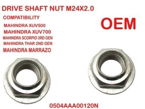 DRIVE SHAFT NUT M24X2.0 FOR MAHINDRA XUV500,XUV700,THAR 2ND GEN OEM - Picture 1 of 3