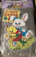 Easter Yard Sign Decorations Outdoor Bunny And Chick USA Vintage 1993