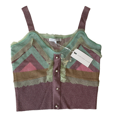 Endless Rose Knit Tank Top Womens Size L Multicolor Button Front