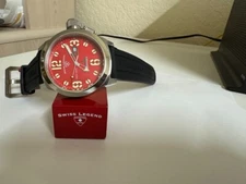 NOS Men's Swiss Legend Submersible SL-10543 red dial watch 48mm
