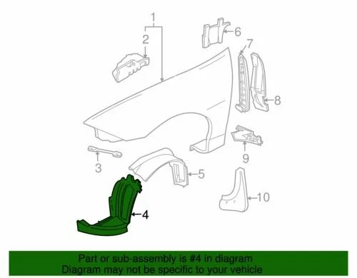 Extensión del revestimiento del guardabarros delantero genuino GM 2000-2002 Chevrolet Cavalier LS 22605364 Foto 2 de 2