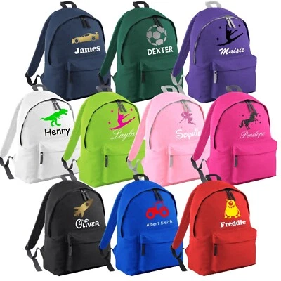 BAGBASE Personalised Kids Backpack Boys Girls Designs Any Name School Bag PE Rucksack