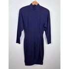 Vintage Clifford Wills Wool Dress Sheath Mock Neck Long Sleeve Purple Size 6