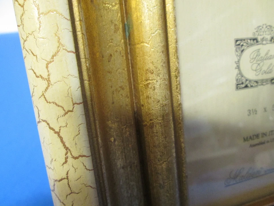 Marco de fotos pequeño Giovanni Italia 3,5" x 5" oro italiano y blanco roto rj Foto 2 de 4