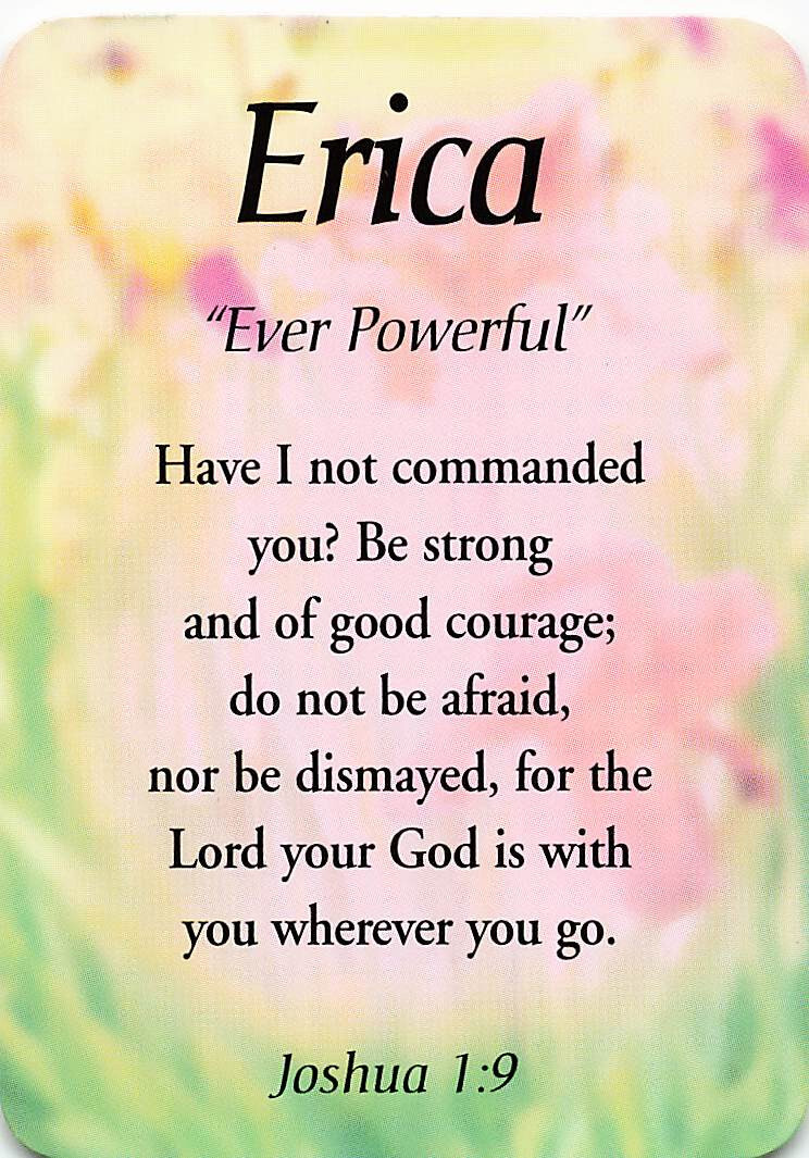 Erica &ldquo;Ever Powerful&rdquo; Keepsake Name Meaning Card with Verse | eBay