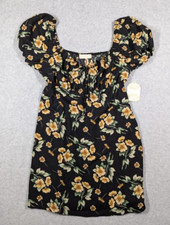 Altard State Women Dress Large NWT Floral Yellow Mini Dress Cottagecore Y2k