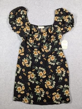 Altard State Women Dress Large NWT Floral Yellow Mini Dress Cottagecore Y2k