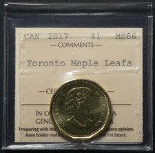 2017 Canada $1 Dollar ICCS MS66 Toronto Maple Leafs  #22623