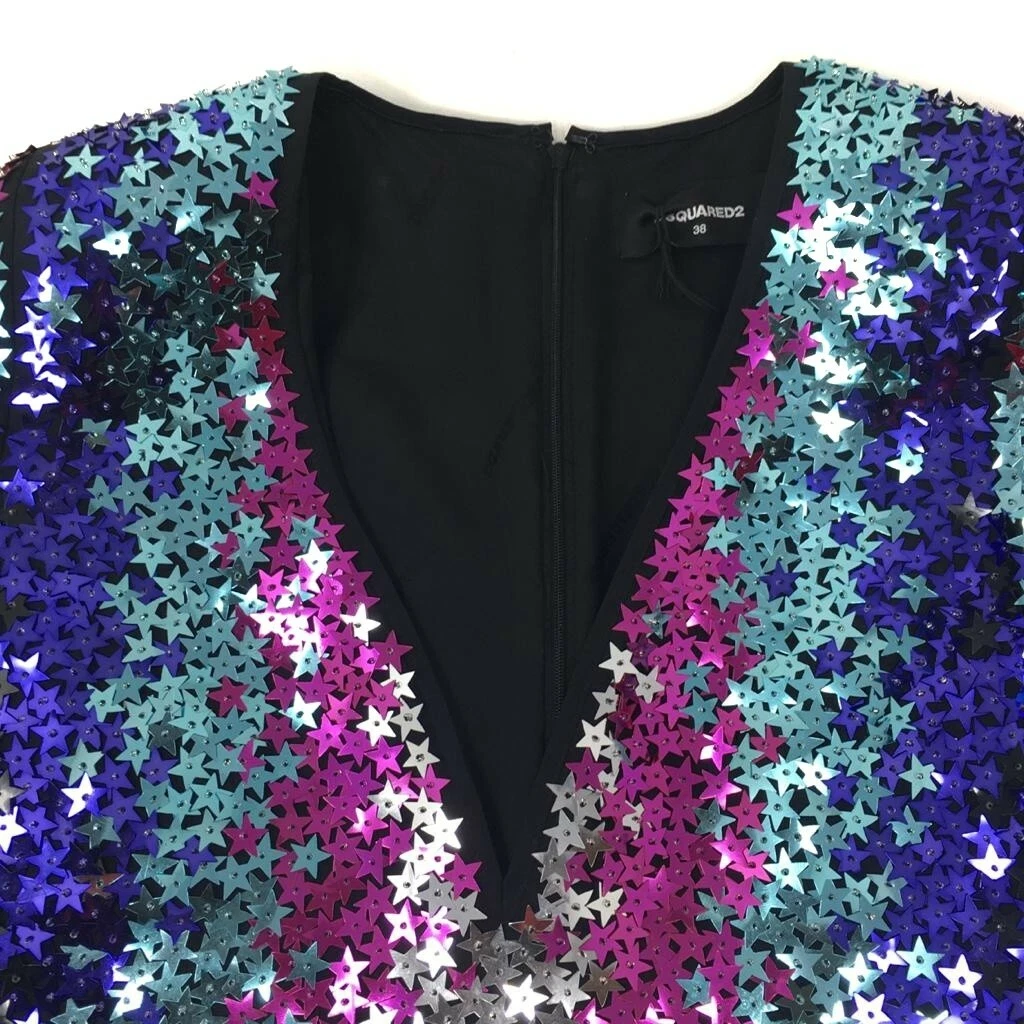 Mini abito DSQUARED2 stelle con paillettes impreziosite UK 6 IT 38 £3000