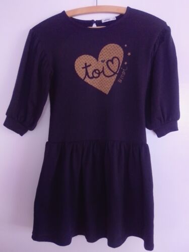GEMO🧡 Gr. 134 140 10J. KLEID 👗 STRICKKLEID warm dunkelblau schwarz? HERZ *süß* - Bild 2 von 8