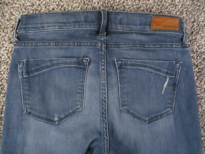 Express Jeans Womens 2 Blue Denim Skinny Mid Rise Medium Wash Western 27x30