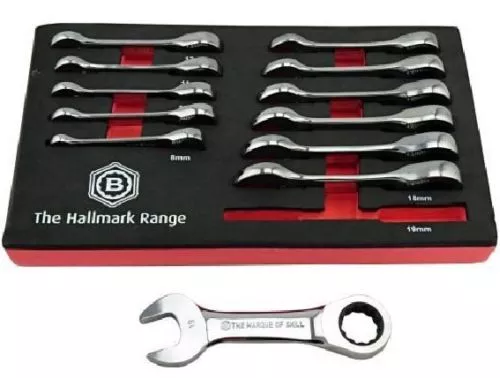 Britool Hallmark Ratchet Short Combination Spanner Wrench Stubby