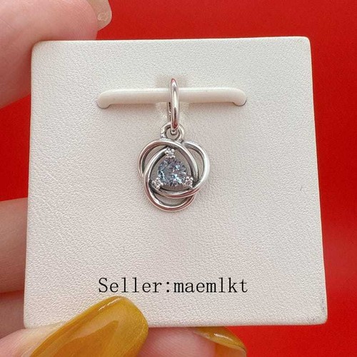 New 925 Sterling Silver March Sea Aqua Blue Eternity Circle Charm 793125c03