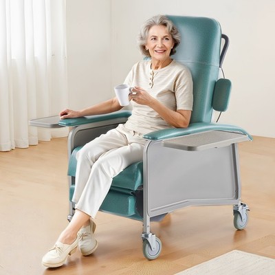 Uimoso Geri Chair Recliner 4-Position Reclining Geri Chair with Trays & 4 Wheels