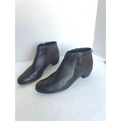 ECCO Shape M 35 Brown Leather Lizard Embossed Side Zip Ankle Comfort Boots 10