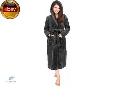 NY Threads Morgenmantel Damen mit Kapuze Fleece Plüsch Weich Bademantel