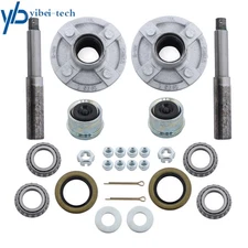 2 Set Trailer Boat Axle Kits With 4 on 4" Bolt Idler 1" Hub & Round Bt8 Spindle