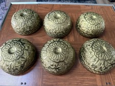  Handcrafted Brass Bowls Featuring Intricate Repoussé Designs 19th-20th Century 
