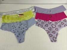 Victorias Secret PINK Panties Lot Size Medium Thong 6 Pair No Show Lace Trim