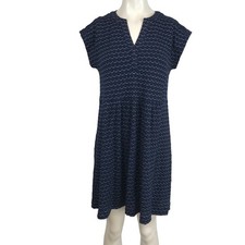 LOFT - WOMEN'S SMALL - NAVY SHORT SLEEVE V NECK POLYESTER BLEND DRESS
