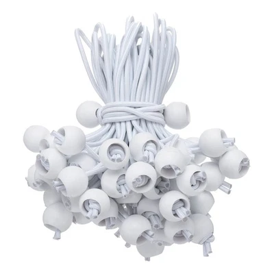 50Pcs Ball Bungee Cords 6" Heavy Duty Bungee Cord Balls for Tent Holding White - Photo 1/4