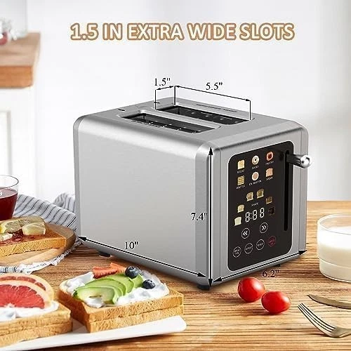 WHALL Touch Screen Toaster 2 Slice Digital Timer KST075AU - STAINLESS STEEL - Image 2 of 4