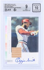Ozzie Smith Cardinals Signed 2003 Topps Gallery HOF Relic #AR OS BAS 9/10 Card